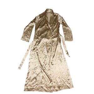 La Perla 100% Silk Full Length Robe Cream Color Loungewear Size M